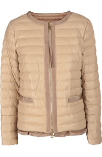 Пуховик кожаный Moncler
