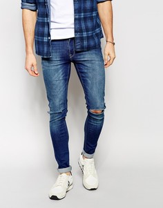 Супероблегающие рваные джинсы ASOS - Синий