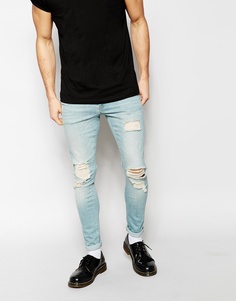 Супероблегающие рваные джинсы ASOS - Синий