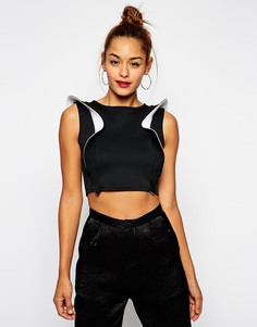 Топ с рюшами ASOS - Черно-белый