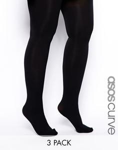 Комплект из 3 колготок 120 ден ASOS CURVE - Черный