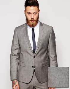 Приталенный пиджак с мелким геометрическим принтом ASOS - Серый