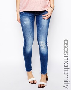 Рваные джинсы скинни для беременных эксклюзивно для ASOS Maternity - Умеренный выбеленный