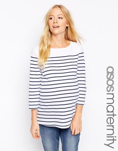 Топ для беременных в бретонскую полоску с рукавами 3/4 ASOS Maternity