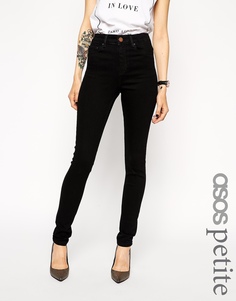 Черные джинсы скинни с завышенной талией ASOS PETITE Ridley - Чистый черный