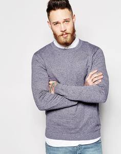 Xлопковый джемпер с круглым вырезом ASOS - Меланжевый синий
