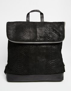 Рюкзак из тисненой кожи ASOS - Черный