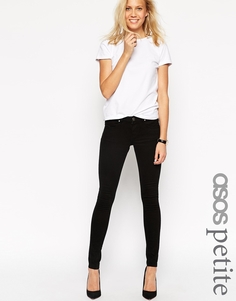 Черные зауженные джинсы с заниженной талией ASOS PETITE Whitby - Черный