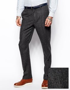 Узкие брюки из ткани в елочку ASOS - Серый
