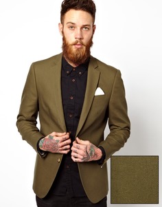 Приталенный пиджак из хлопка ASOS - Хаки