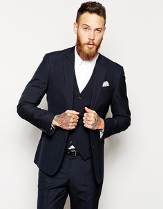 Темно-синий пиджак слим ASOS - Темно-синий