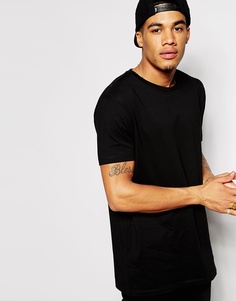Длинная футболка с круглым вырезом ASOS - Черный