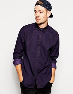 Джинсовая рубашка с длинными рукавами и вышивкой ASOS - Фиолетовый