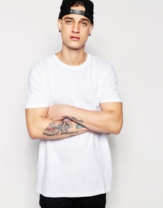 Длинная футболка с круглым вырезом ASOS - Белый