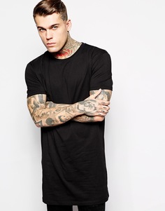 Ультрадлинная расклешенная футболка ASOS - Черный