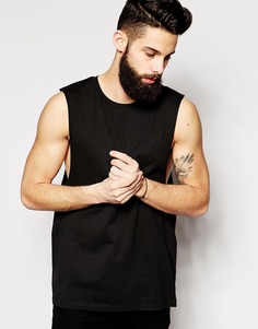 Футболка без рукавов с низкими проймами ASOS - Черный
