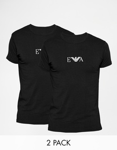 2 футболки с круглым вырезом и логотипом на груди Emporio Armani - Черный