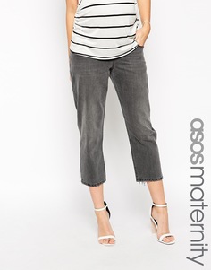 Укороченные серые джинсы с оборванным краем ASOS Maternity Maddox Parallel - Угольный