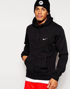 Худи на молнии с логотипом-галочкой Nike - Черный