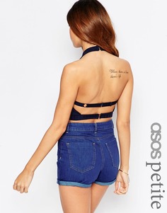 Укороченный топ-халтер с открытой спиной с лямками ASOS PETITE - Темно-синий