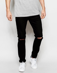Джинсы скинни с рваными коленями ASOS - Черный