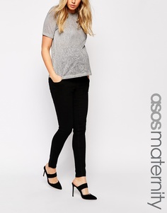 Черные джинсы скинни для беременных с поясом поверх животика ASOS Maternity Ridley - Черный