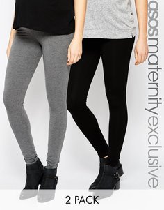 2 пары длинных леггинсов для беременных из мягкой ткани ASOS Maternity