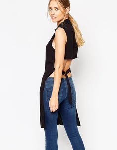 Удлиненная блузка с открытой спинкой ASOS - Черный