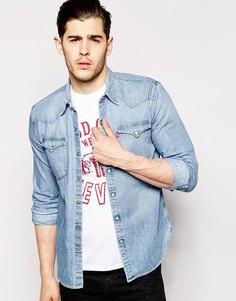 Cветлая джинсовая рубашка слим в стиле вестерн Levi's Barstow - Redcast stone Levi's®