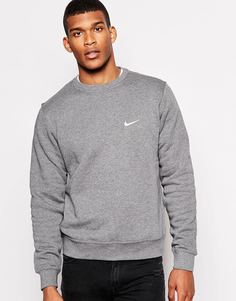 Свитшот с вышитым логотипом-галочкой Nike 611467-071 - Серый