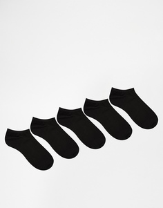 5 пар черных спортивных носков ASOS -
