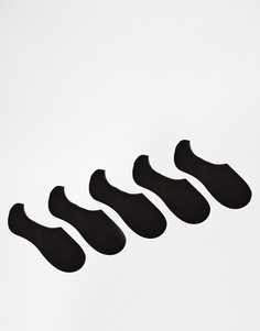 Комплект из 5 пар черных носков-невидимок ASOS,