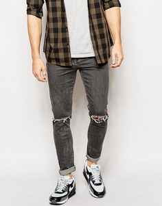 Супероблегающие рваные джинсы ASOS - Умеренный серый