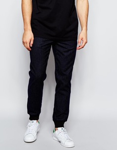 Спортивные штаны слим в полоску ASOS - Темно-синий