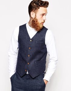 Жилет зауженного кроя с шевронным узором ASOS - Темно-синий