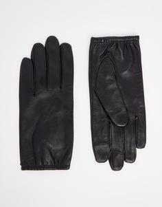 Однотонные кожаные перчатки для сенсорных гаджетов ASOS - Черный