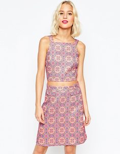 Укороченный жаккардовый топ с открытой спинкой ASOS - Мульти