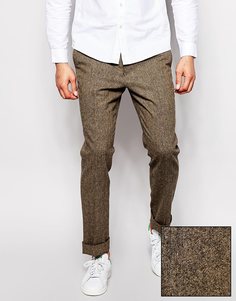 Строгие брюки слим ASOS - Коричневый