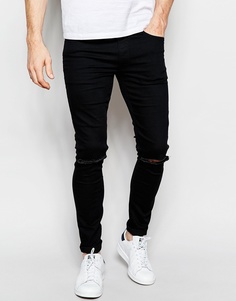 Супероблегающие рваные джинсы ASOS - Черный