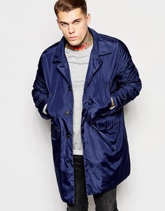 Синий тренч с капюшоном ASOS - Черный