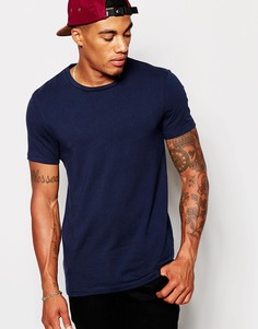 Эластичная облегающая футболка с круглым вырезом ASOS - Темно-синий