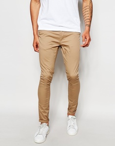 Бежевые супероблегающие чиносы ASOS - Stone