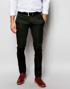 Супероблегающие брюки в строгом стиле из хлопкового сатина ASOS - Темно-зеленый