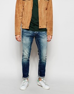 Узкие джинсы из стираного денима Jack &amp; Jones - Умеренный синий