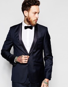 Шерстяной смокинг узкого кроя ASOS - Темно-синий