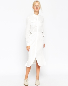 Платье-рубашка с D‑образными кольцами ASOS - Белый