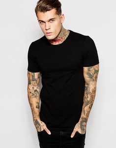 Эластичная облегающая футболка с круглым вырезом ASOS - Черный