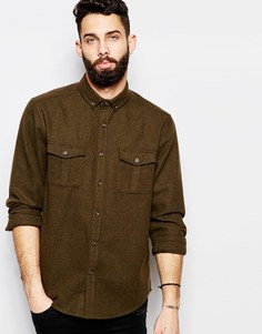 Рубашка в стиле милитари из смесовой шерсти ASOS - Хаки
