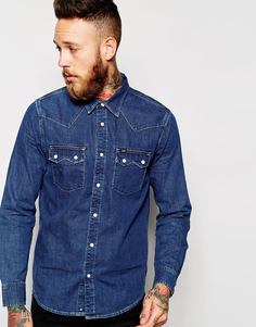 Рубашка в стиле вестерн из тертого денима Lee Rider - Умеренный темно-серый