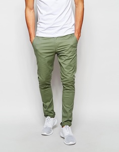Супероблегающие светлые чиносы хаки ASOS - Sea spray